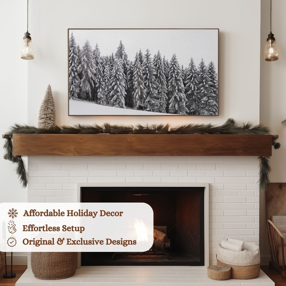 Snow Covered White Pine Forest Winter Wonderland Peaceful Nature Print - Image 3