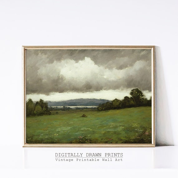 Vintage Farmhouse Wall Decor Landscape Painting Country Art Print Wall Art