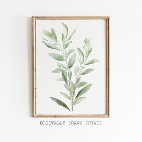 Dandelions Sage Green Botanical Boho Art Print