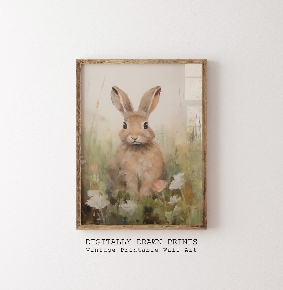 Vintage Easter Bunny Art Print, Wildflower Field - Image 3