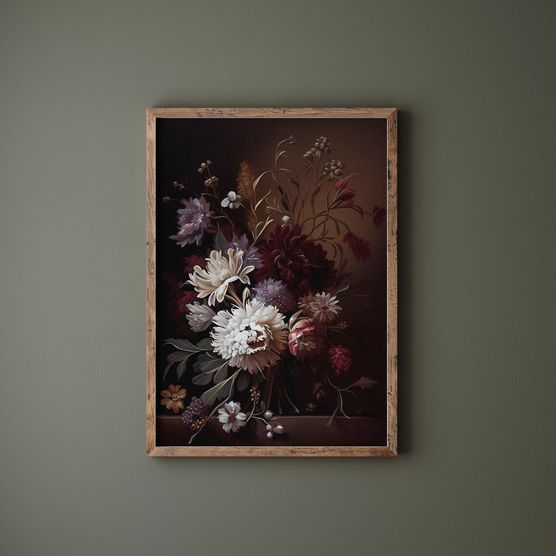 Moody Floral Art Print, Vintage Roses Study - Image 3