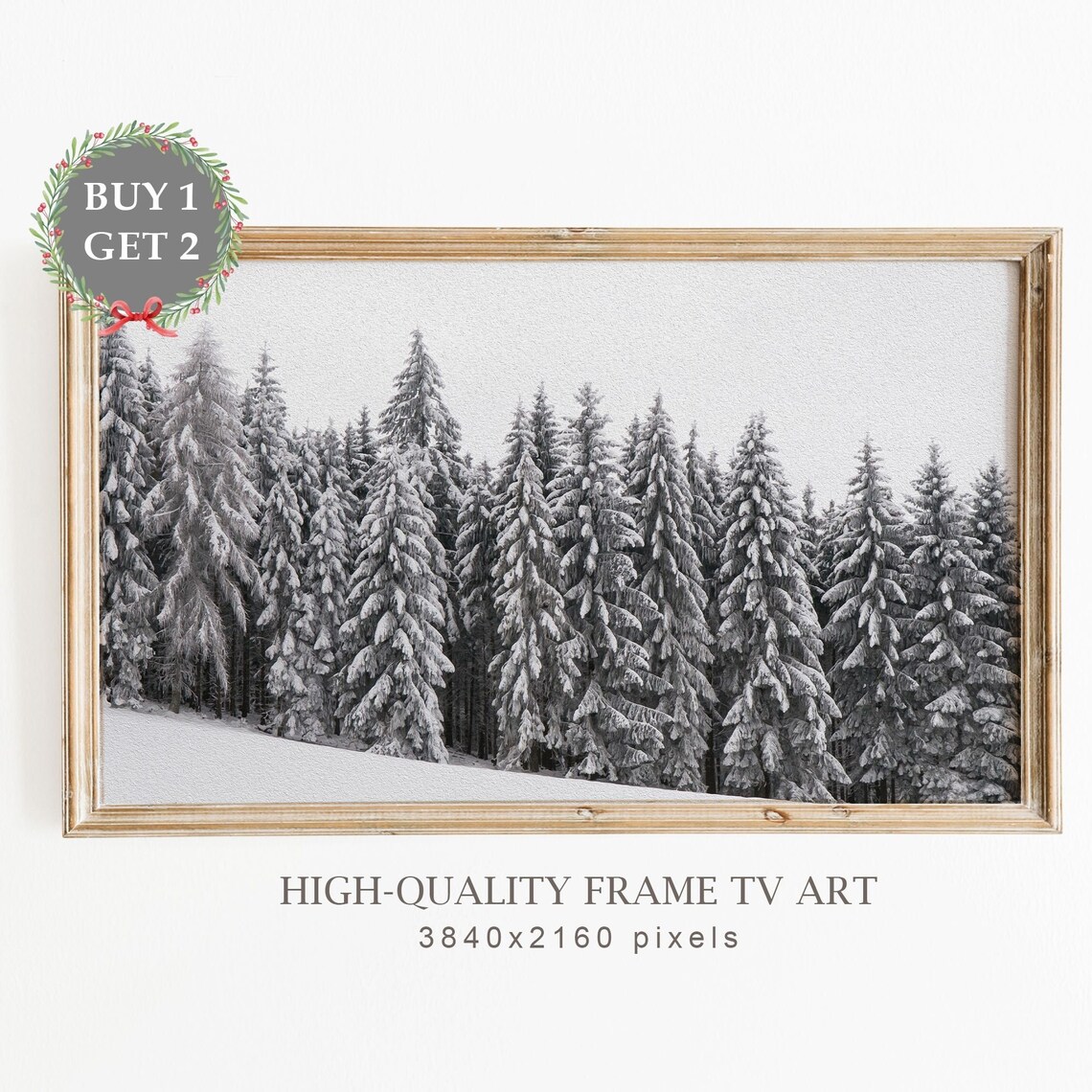 Snow Covered White Pine Forest Winter Wonderland Peaceful Nature Print