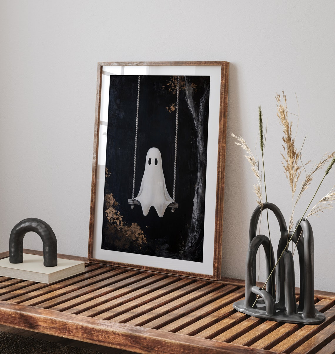 Ghost On Swing Halloween Wall Art Print - Image 3