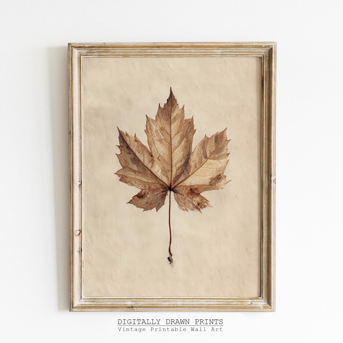 Neutral Autumn Leaf Vintage Botanical Art Print