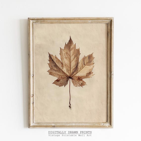 Neutral Autumn Leaf Vintage Botanical Art Print