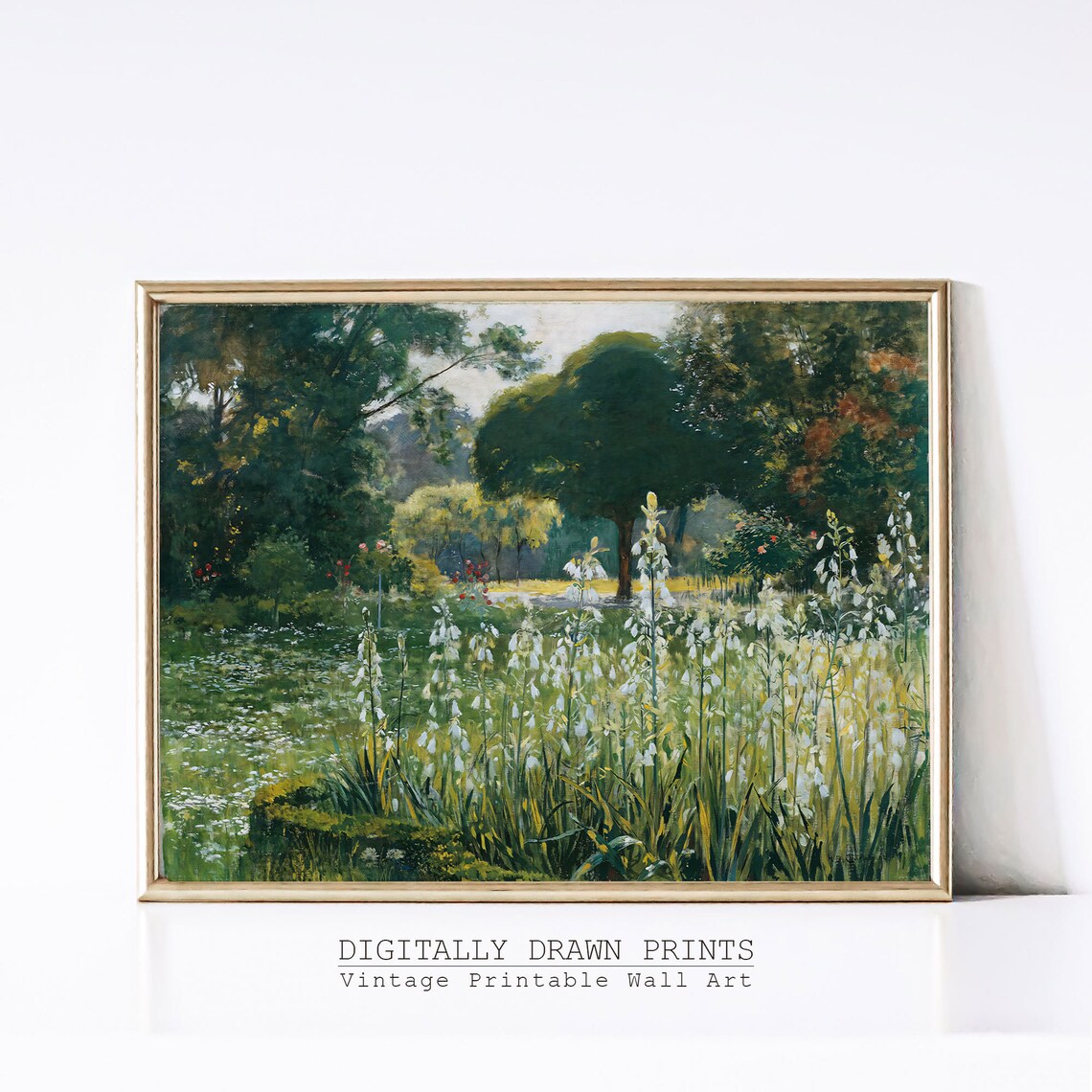 Summer Field Landscape, Vintage Farmhouse Art Print