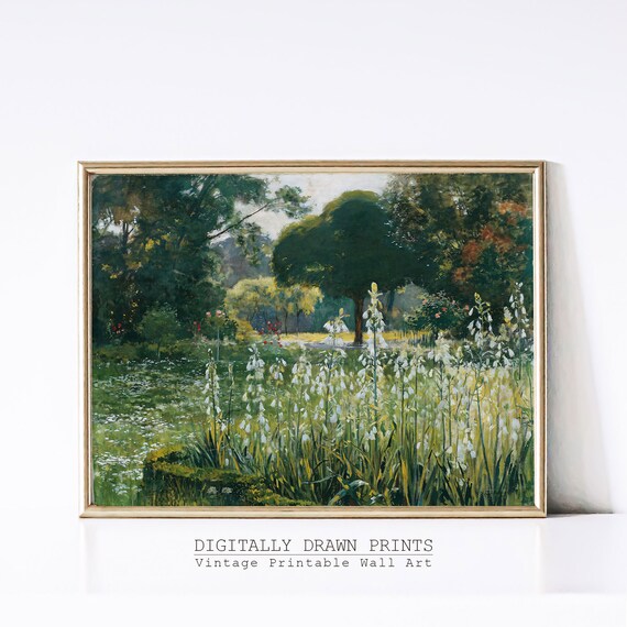 Summer Field Landscape, Vintage Farmhouse Art Print