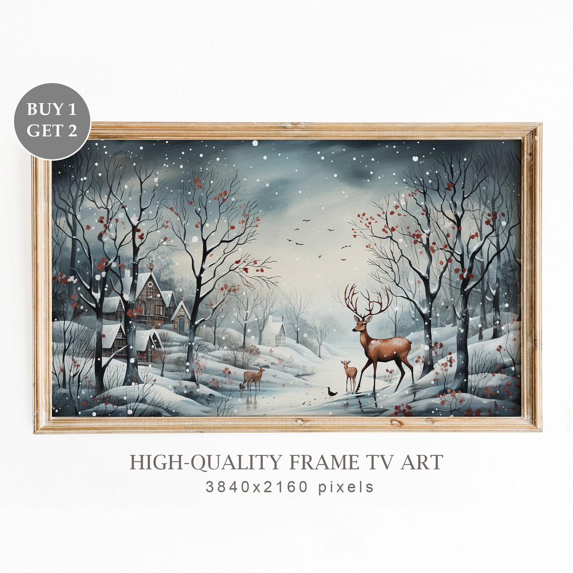 Christmas Landscape Art Print, Modern Winter Decor