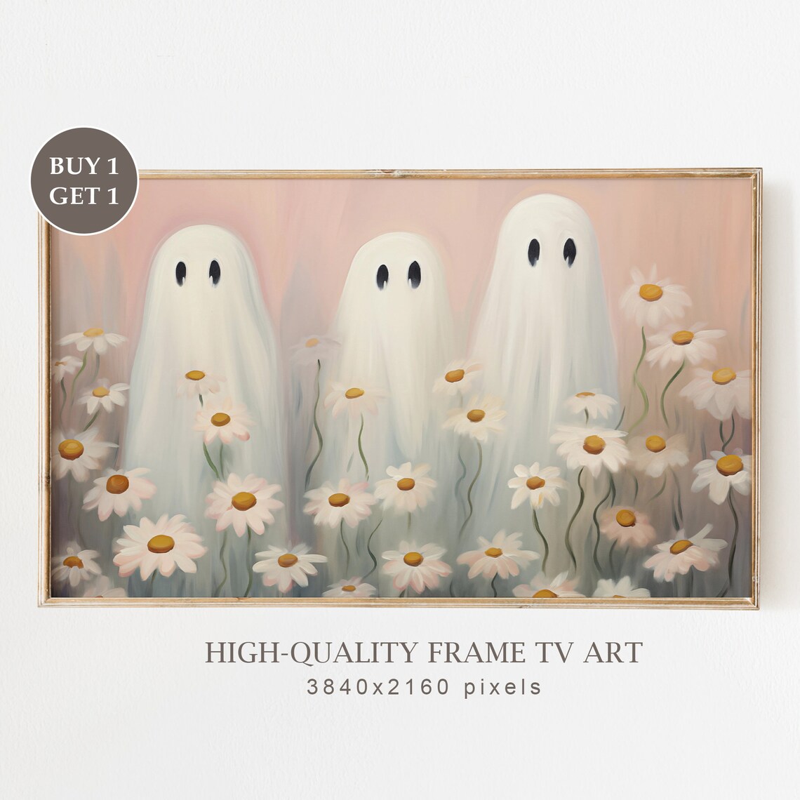 Halloween Ghosts In A Wildflowers Field Poster