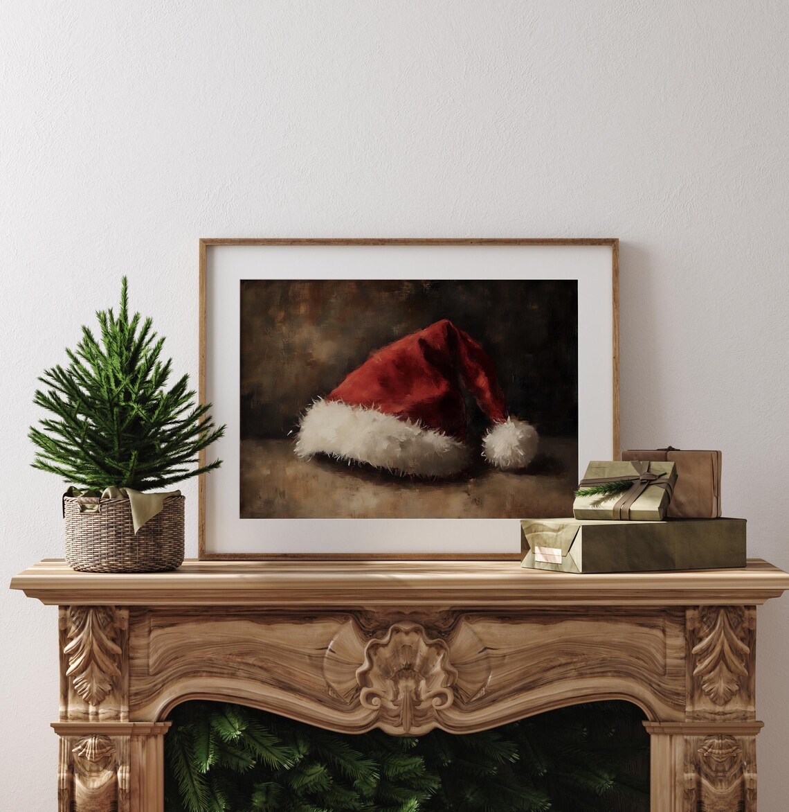 Vintage Christmas Santa Claus Still Life Art Print - Image 3
