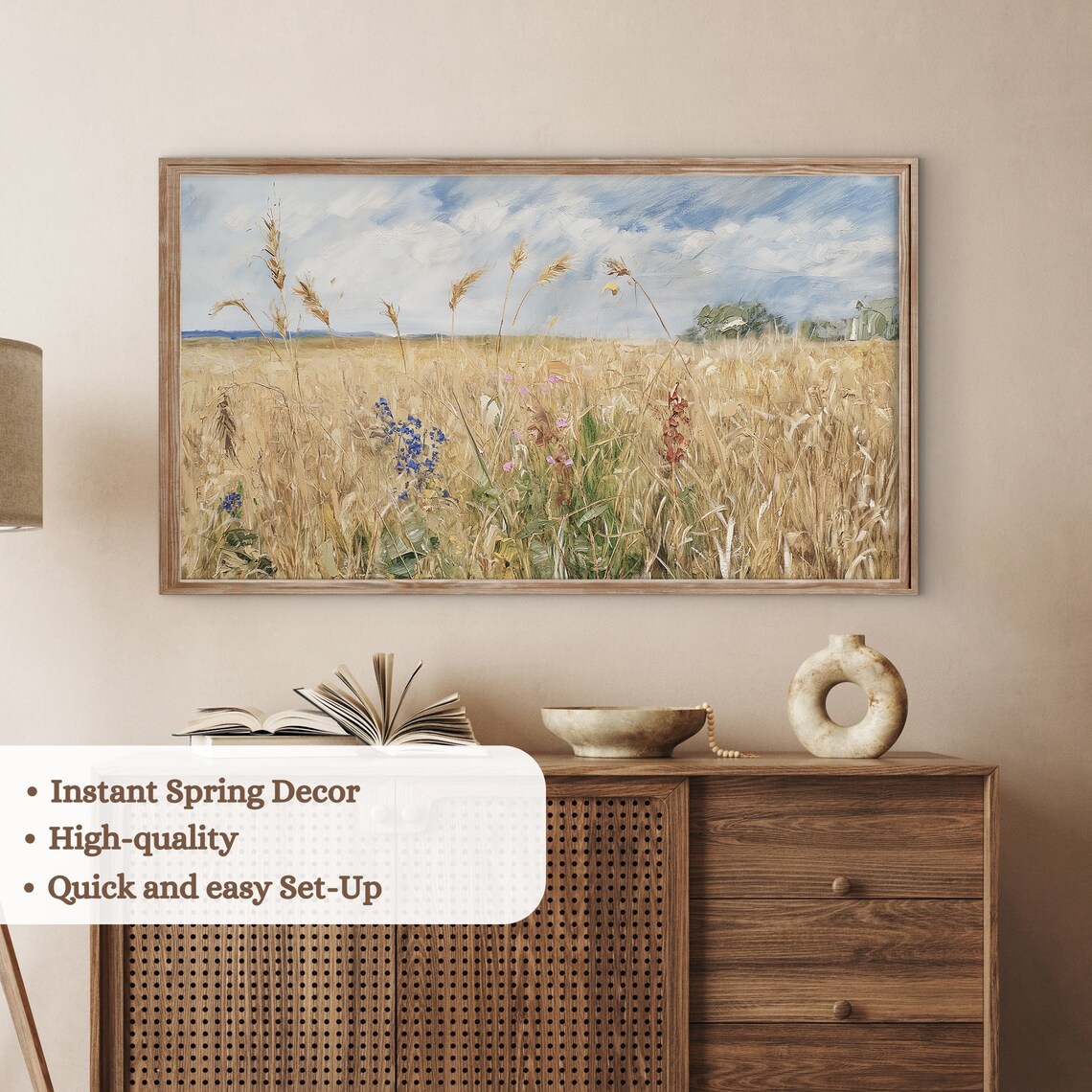 Wheat Field Oil Painting, Rustic Country Landscape - Image 3