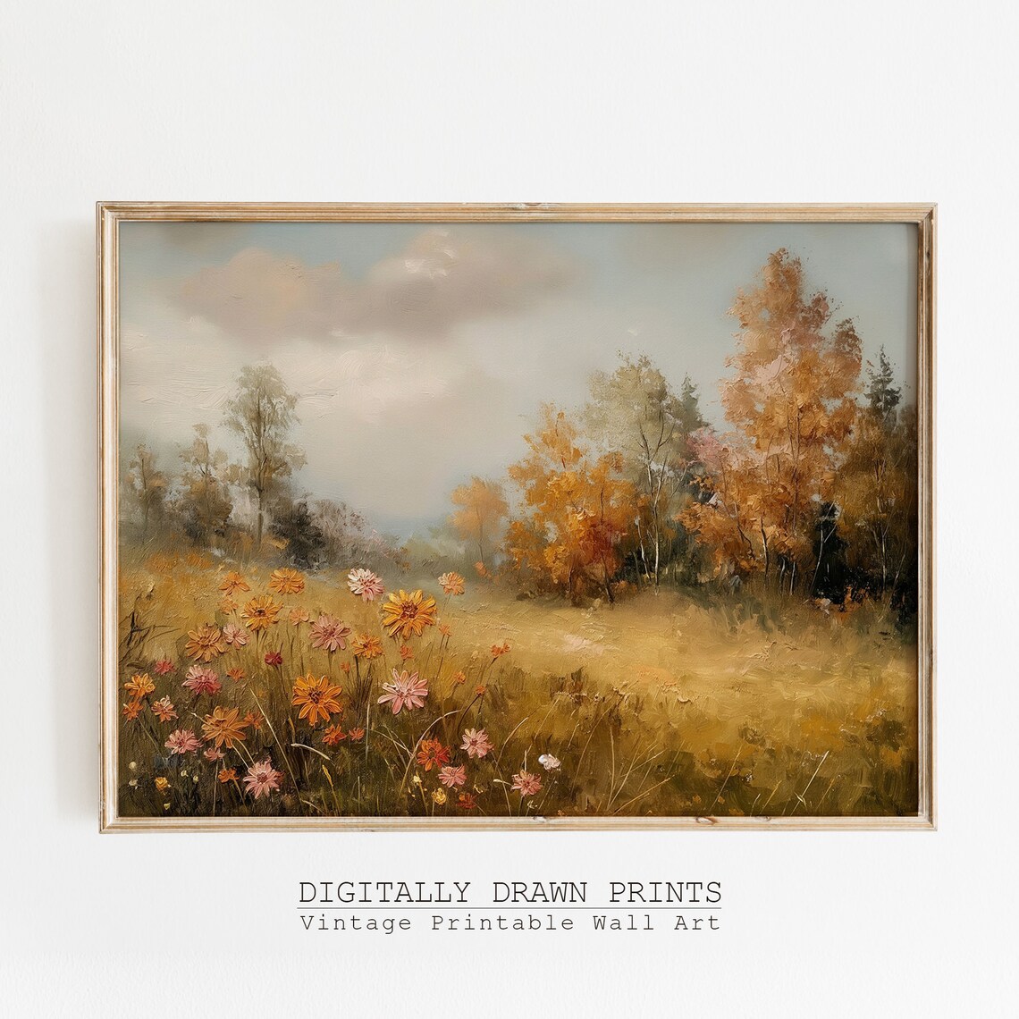Autumn Landscape Vintage Rustic Farmhouse Art Print