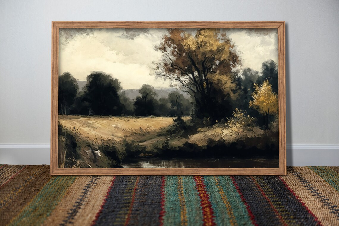 Moody Country Landscape Painting Wall Art Print - Image 3