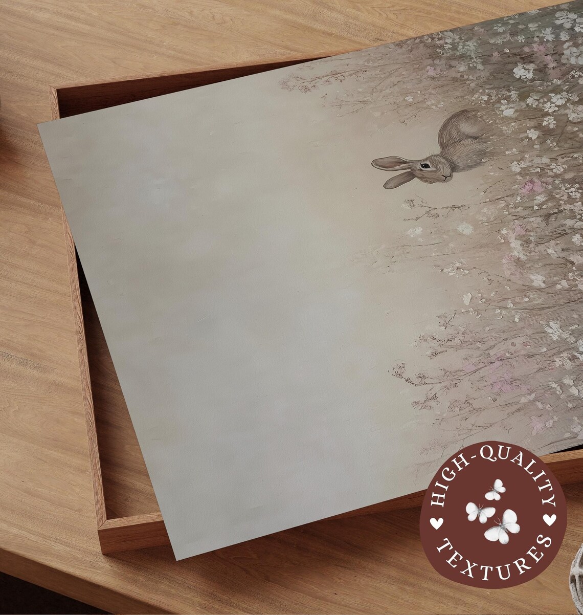 Vintage Easter Bunny Print, Neutral Spring Decor - Image 2