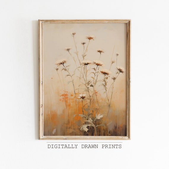 Muted Botanical Vintage Print, Autumn Farmhouse Decor