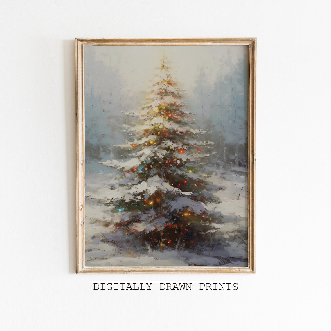 Christmas Tree Wall Art, Muted Neutral Seasonal Decor