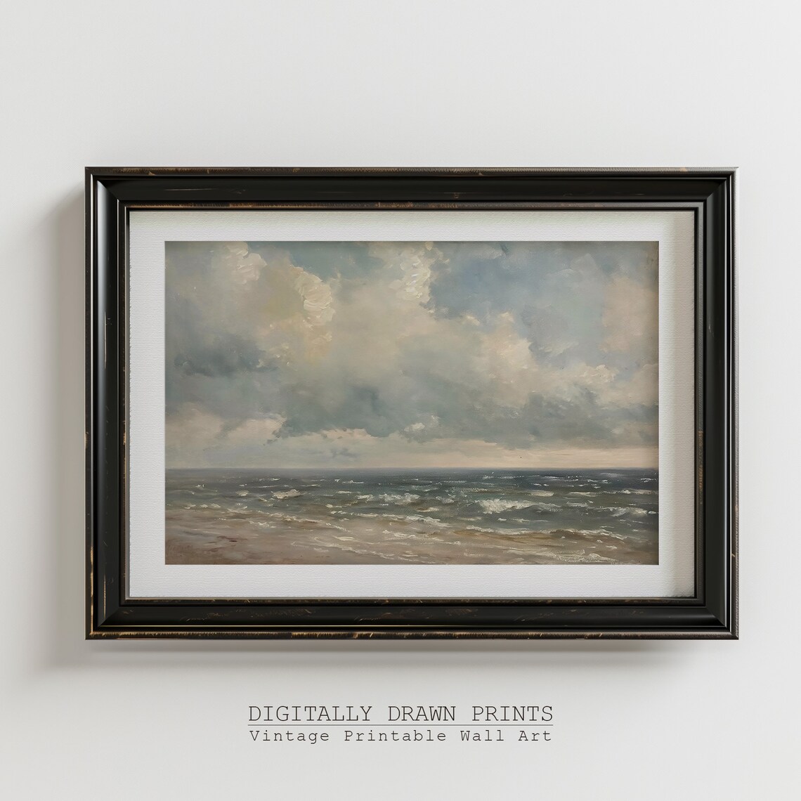 Moody Stormy Seascape Rolling Clouds Dark Waves Vintage Ocean Art Poster - Image 4