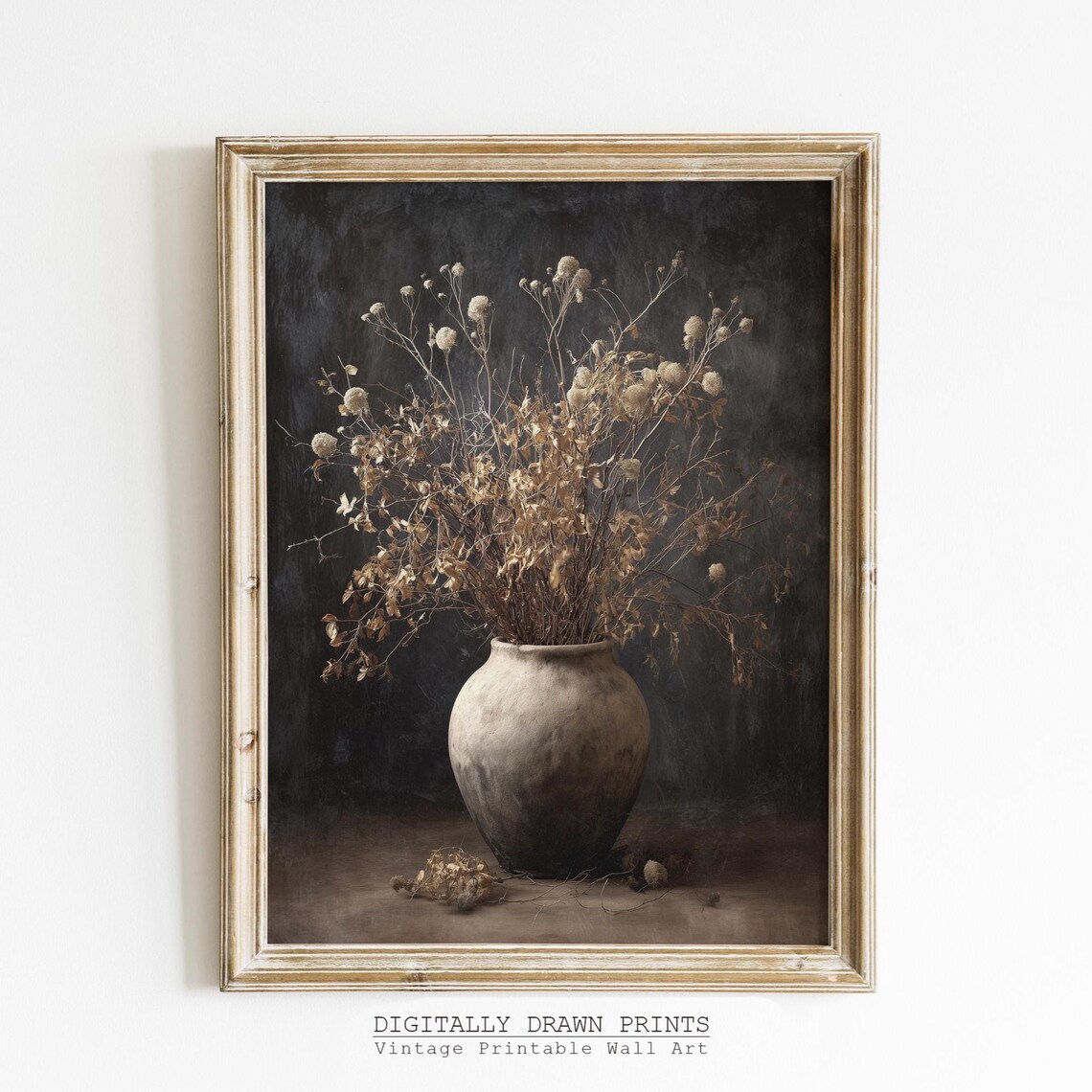 Moody Fall Flowers Vintage Still Life Wall Art Autumn Print Dark Rustic Decor Botanical