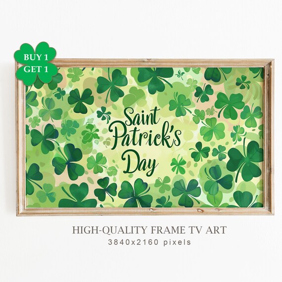 Saint Patricks Day Script Shamrock Pattern Green Festive TV Poster