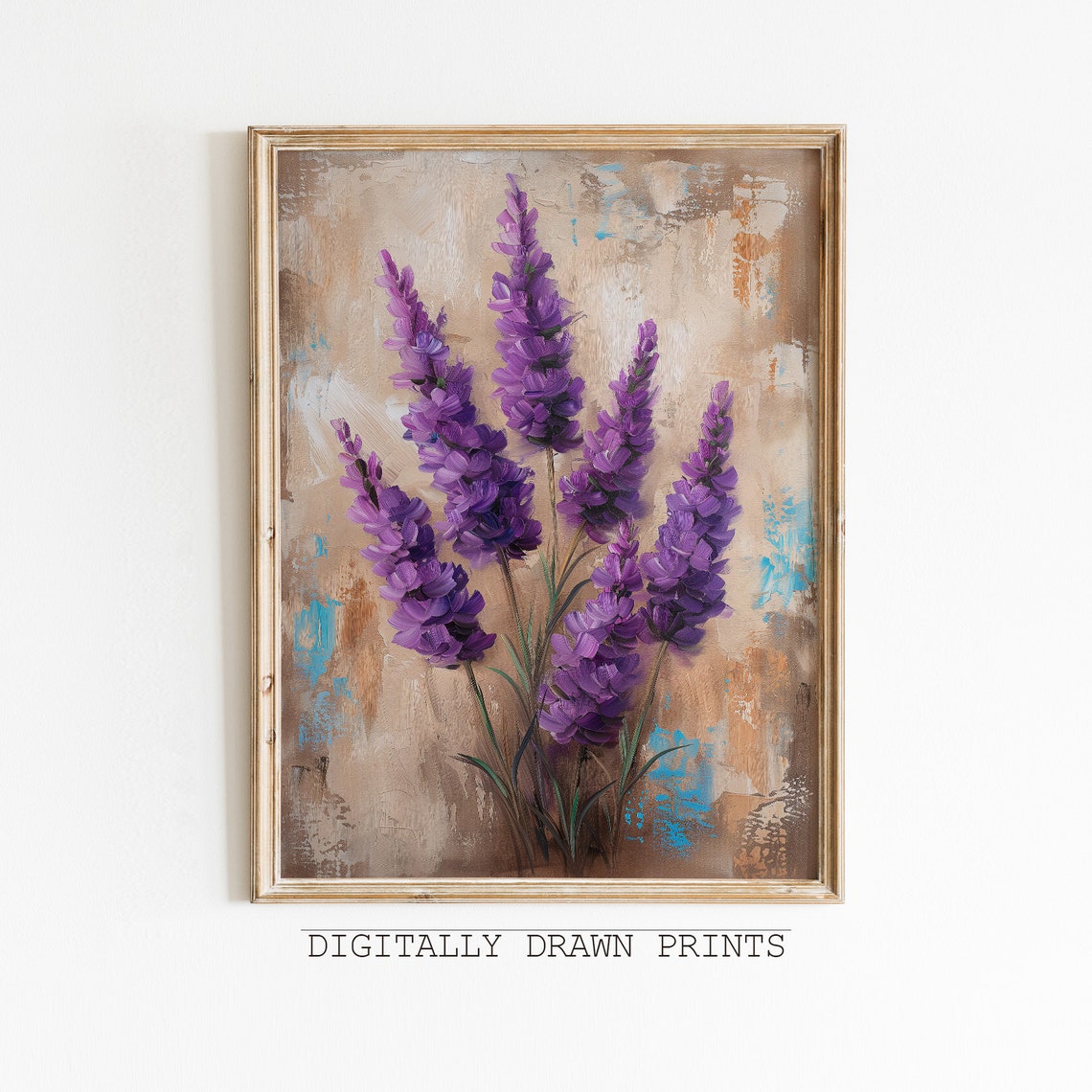 Floral Still Life Oil Painting Lavender Blossoms Antique Print Muted Tone Print Vintage Country Oil Painting