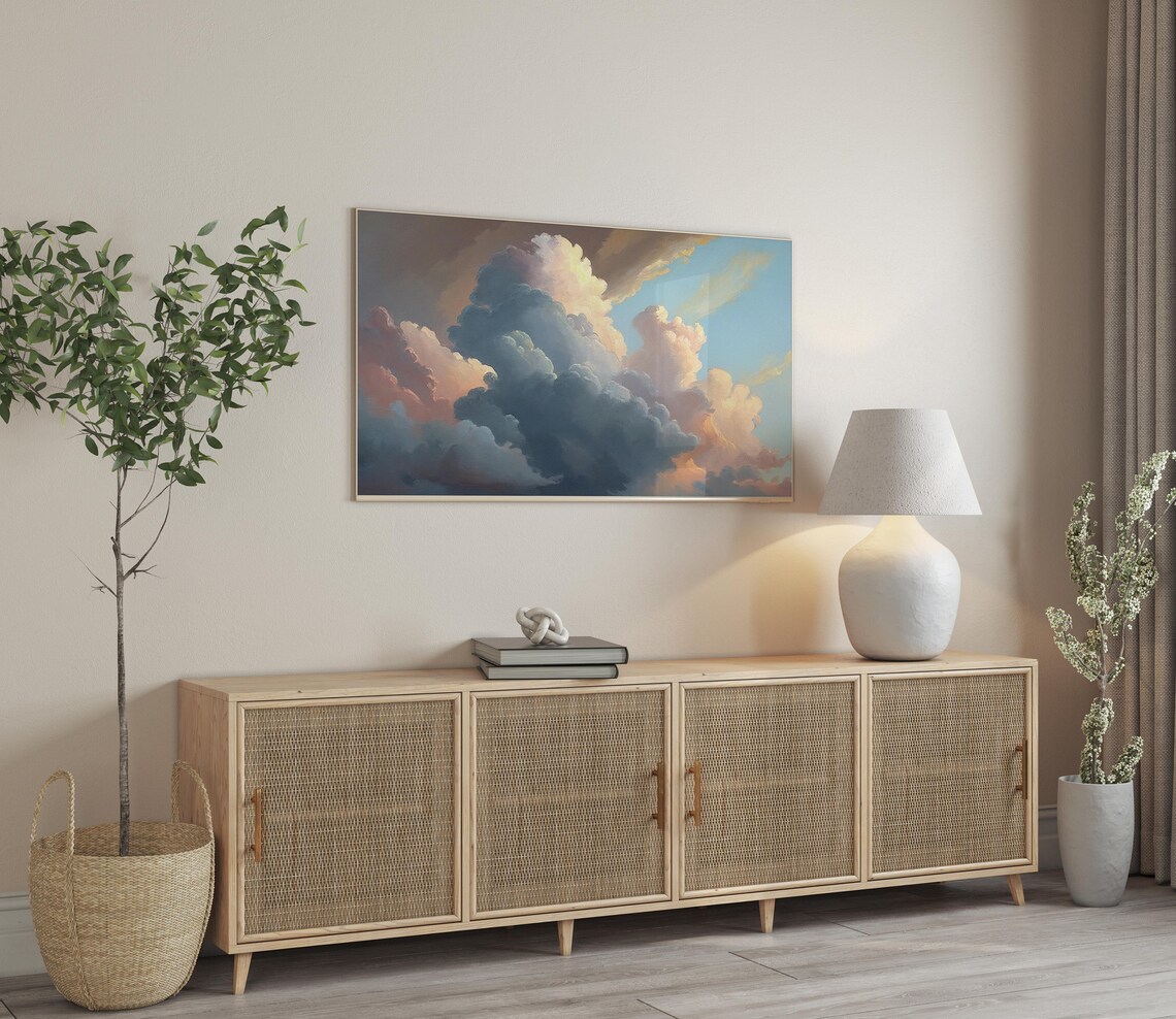 Cloud Painting Country Farmhouse Vintage Art Print - Image 3