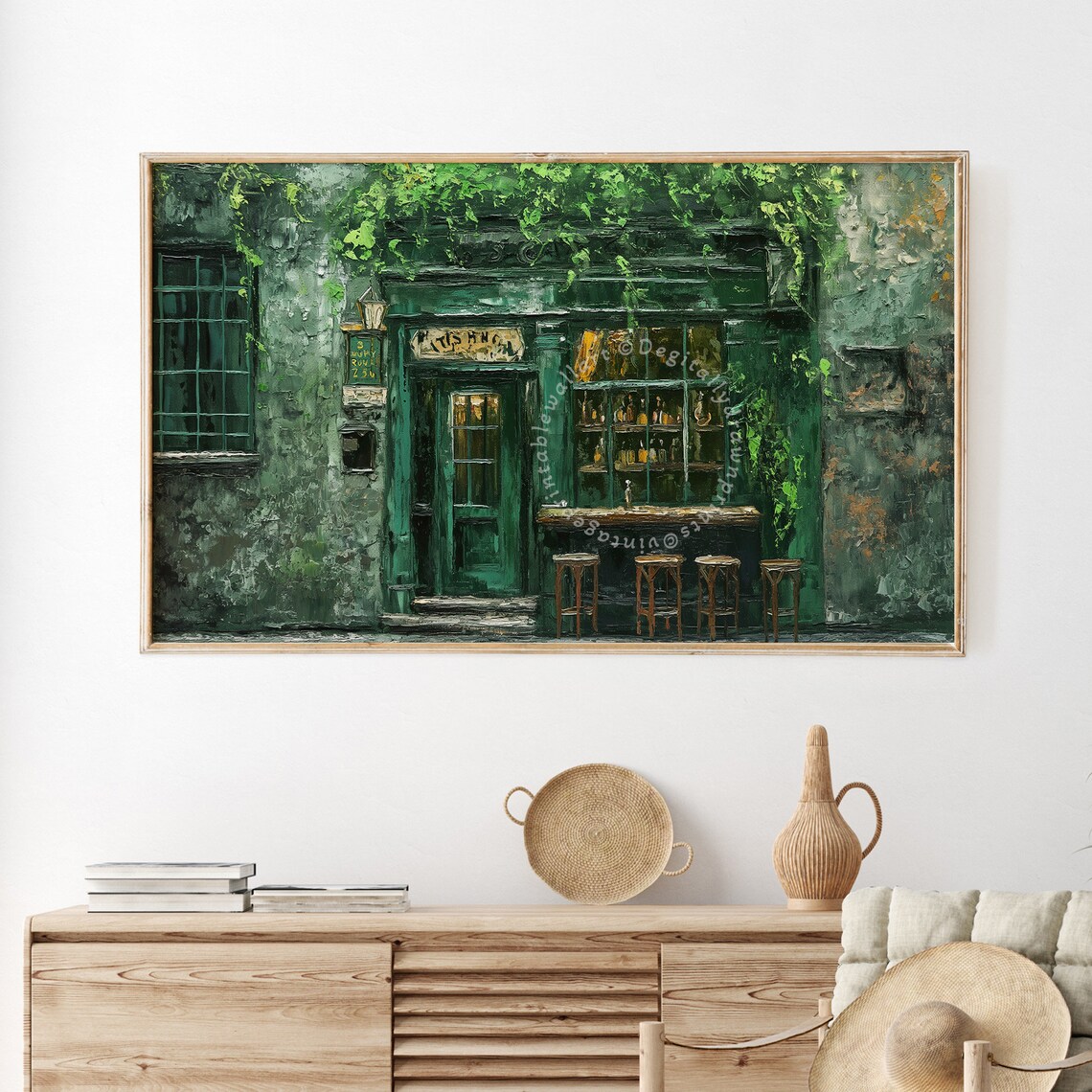 Vintage Saint Patrick Clover Oil Painting, Rustic Decor - Image 2