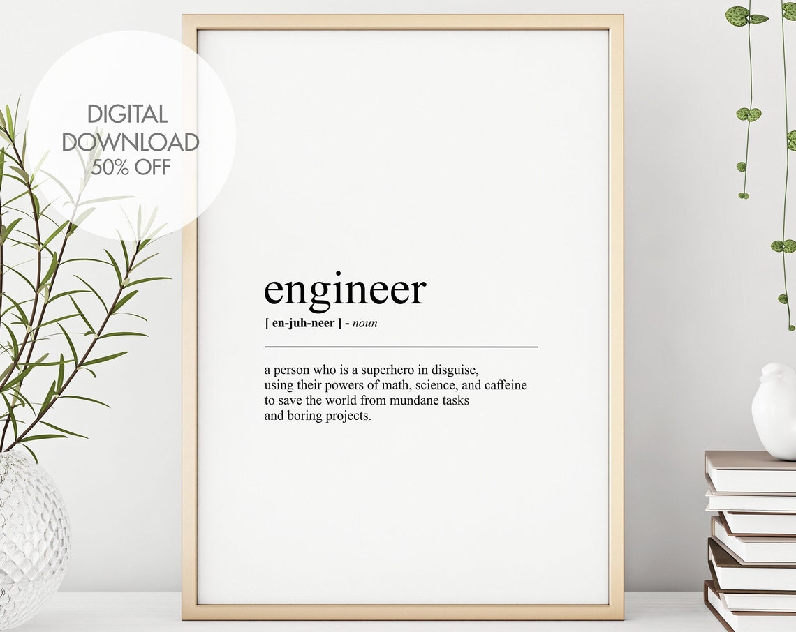 Engineer Funny Definition Dictionary Art Superhero Gift Poster