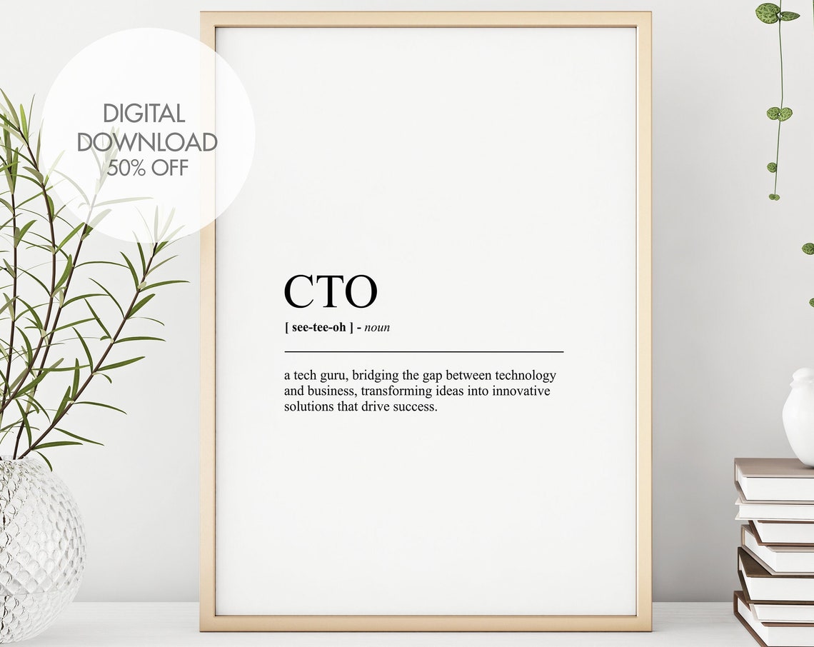 CTO Funny Definition Poster Gift For Tech Executives Office Decor