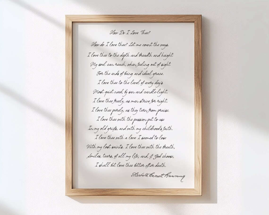 How Do I Love Thee Sonnet by Elizabeth Barrett Browning Poetry Poster