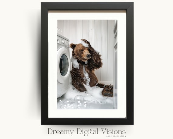 Stressed Bear Laundry Day Humour Art Print