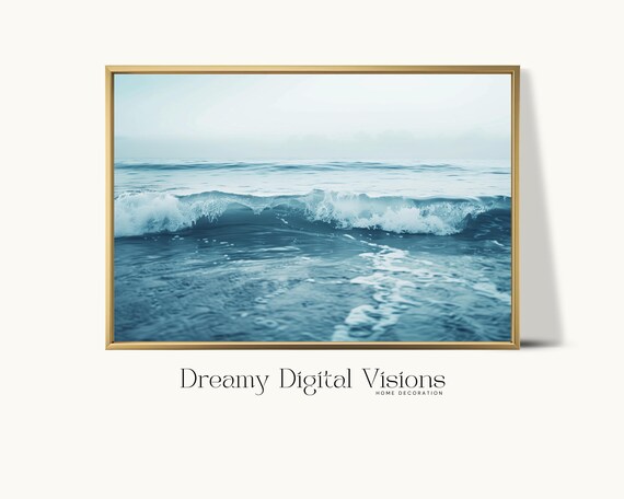 Ocean Wave Poster Calming Blue Water Coastal Photography Beach Home Wall Decor
