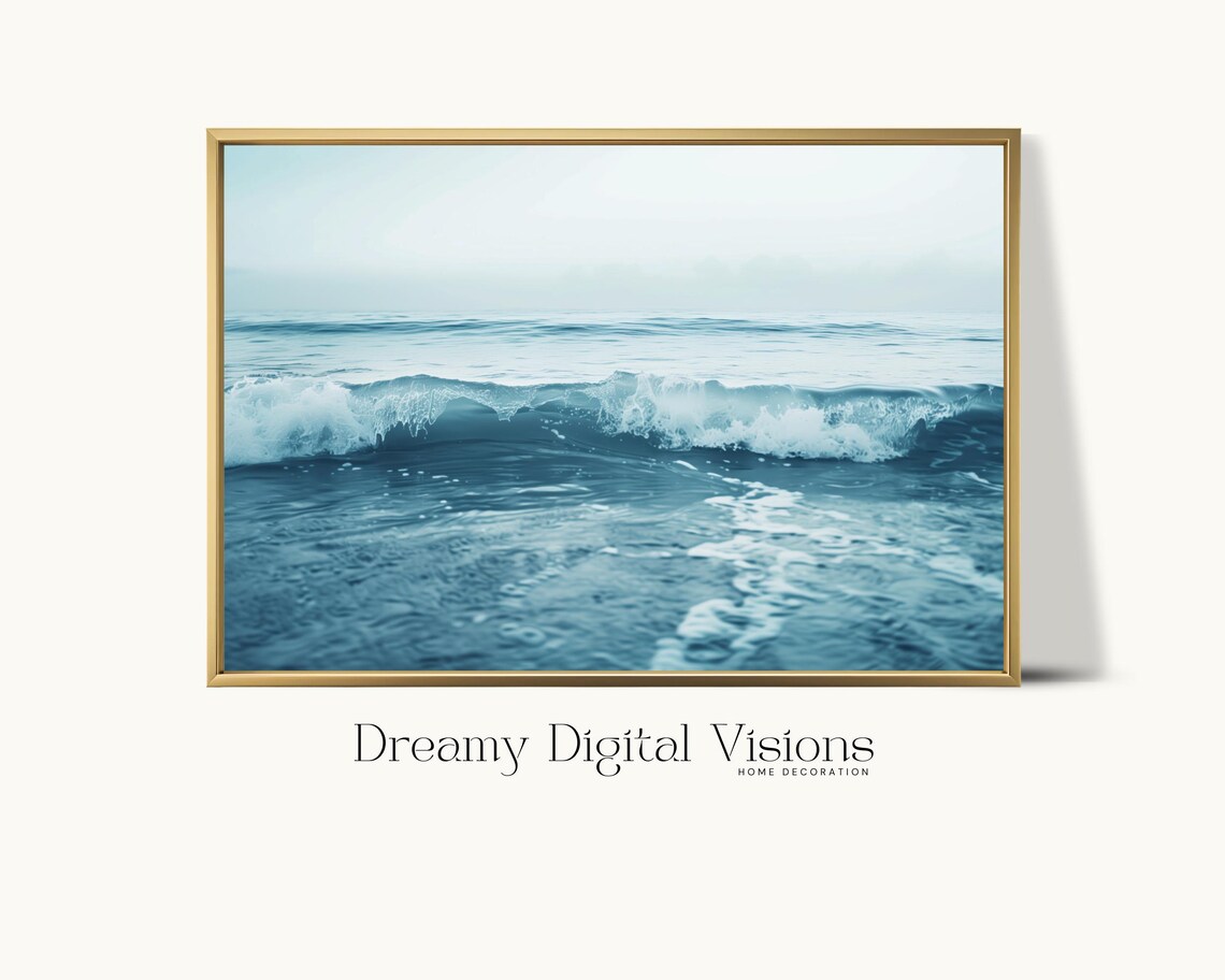 Ocean Wave Poster Calming Blue Water Coastal Photography Beach Home Wall Decor