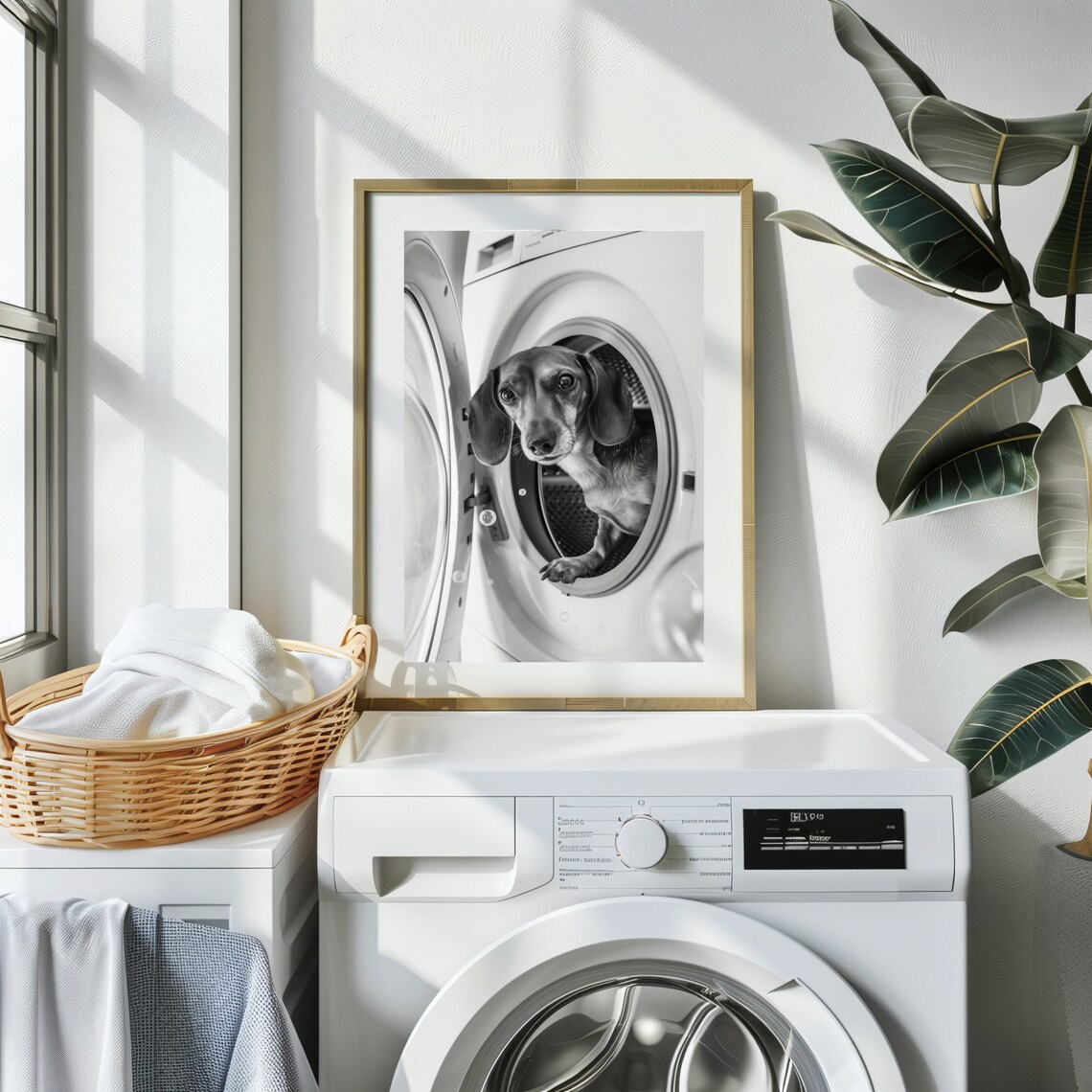Cute Dachshund Laundry Room Wall Art Print - Image 2