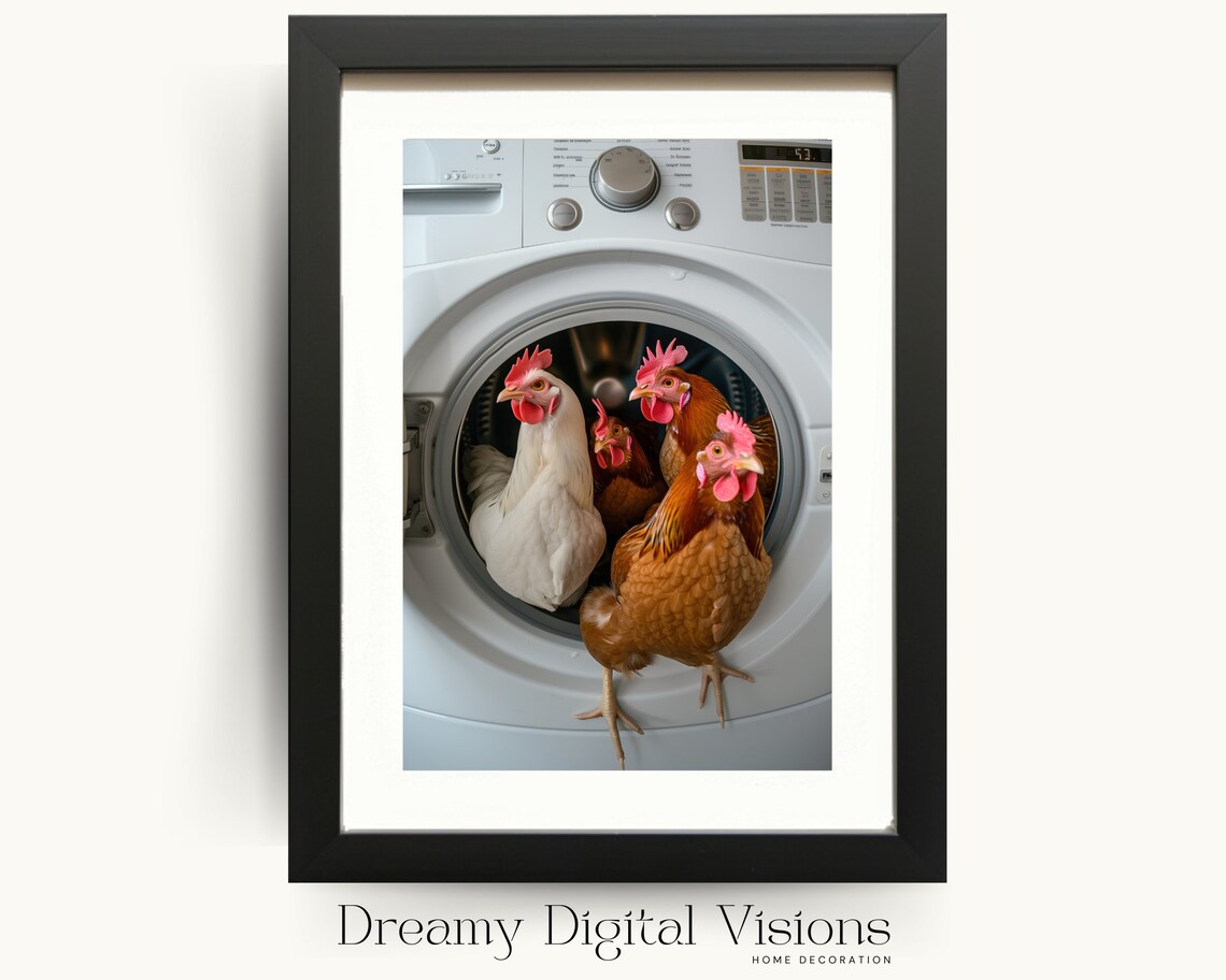 Chicken Laundry Funny Animal Print, Farmhouse Decor
