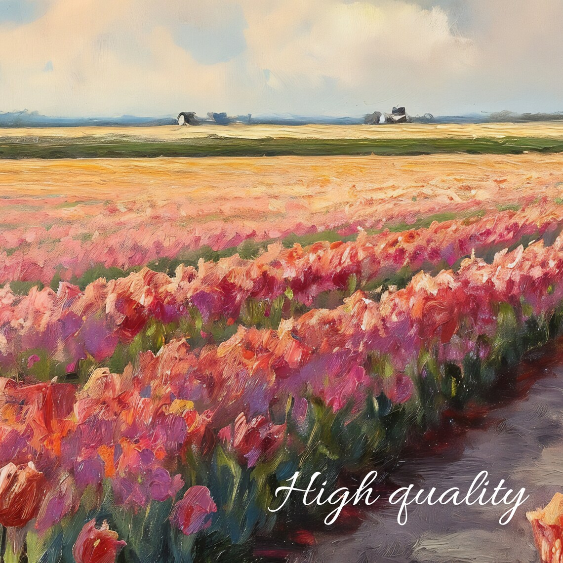 Dutch Tulip Field Blooming Spring Landscape Vintage Flower Print - Image 3