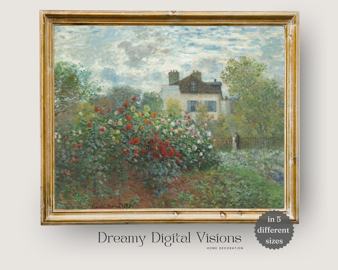 Monet Garden Flowers Argenteuil 1873 Impressionist Painting Poster