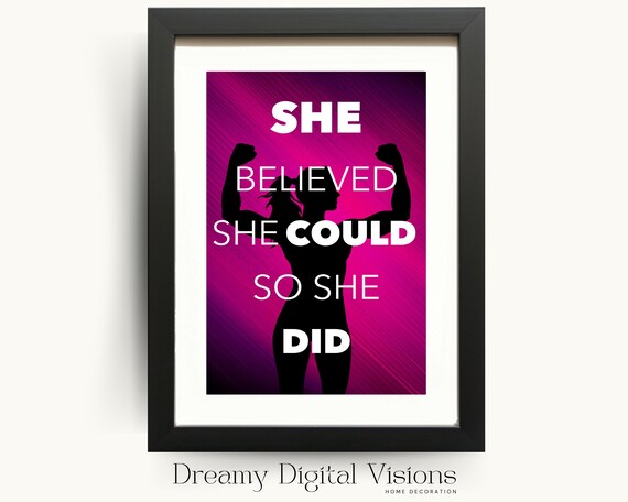 She Believed She Could So She Did Magenta Strength Quote Poster