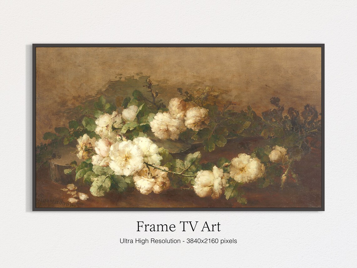 Vintage White Flowers Still Life Botanical Art Print