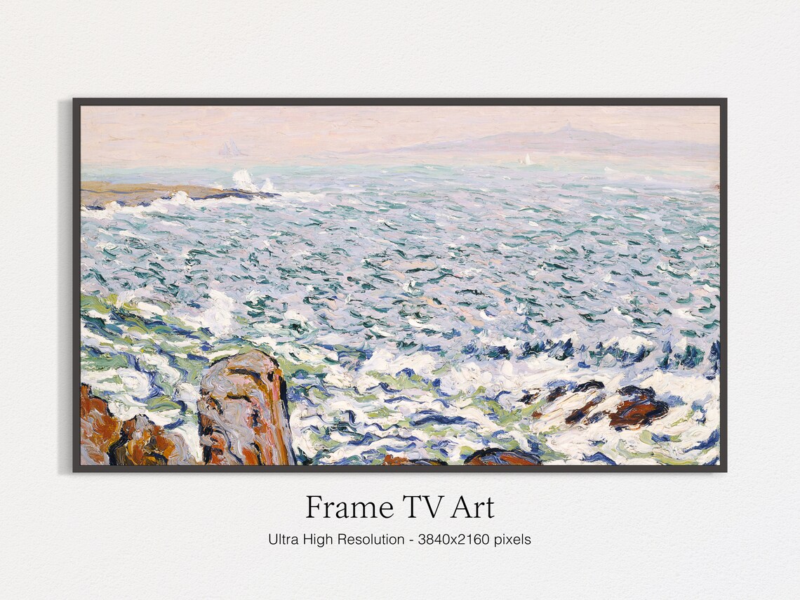 Surf Breaking In Cranberry Island, Classic Oil Print