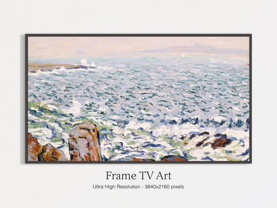 Surf Breaking In Cranberry Island, Classic Oil Print