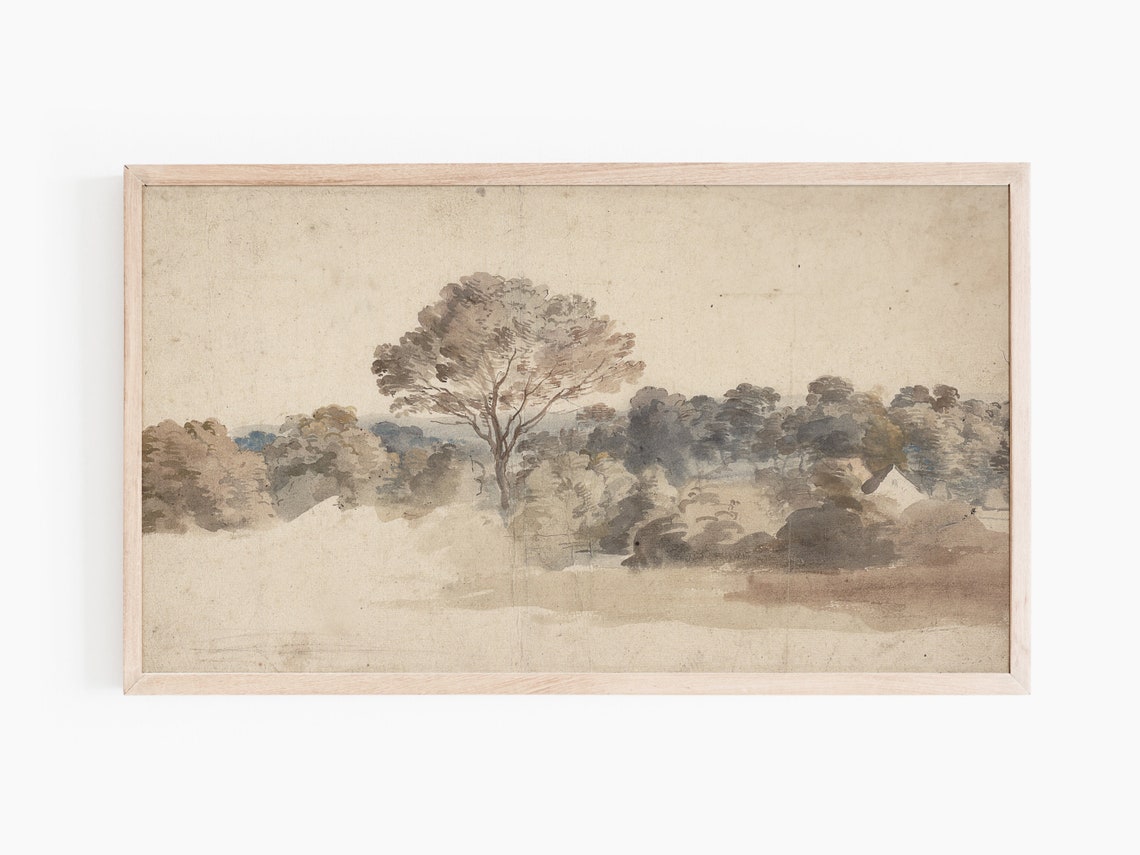 Frame Tv Antique Rustic Muted Landscape Painting Landscape Wall Art Frame For Tv - Image 2