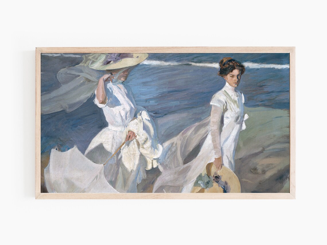 Women On A Beach Romantic Summer Art Print - Image 2