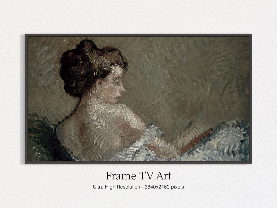 Moody Vintage Woman Portrait Painting Impressionist Wall Art Print