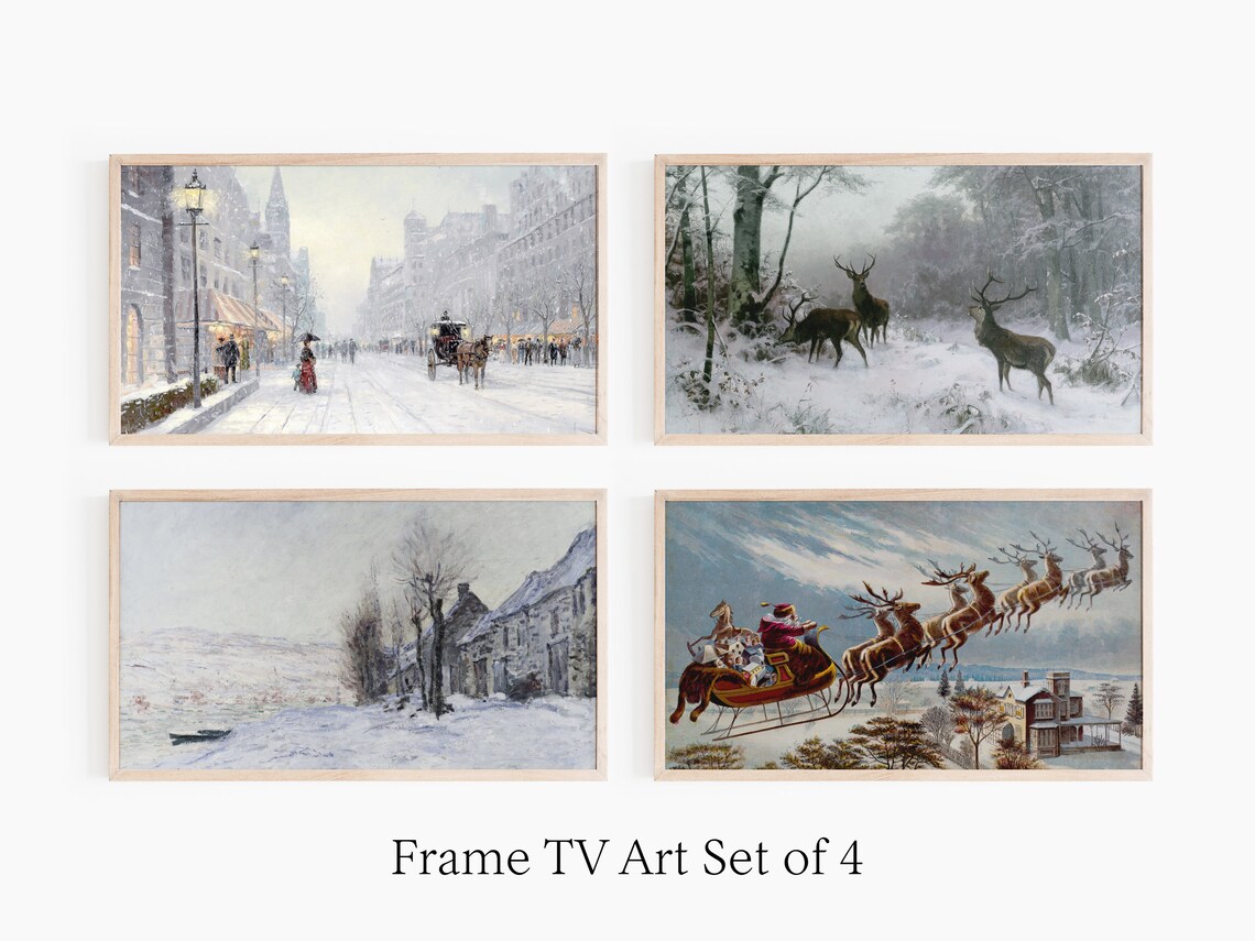 Vintage Christmas Landscapes Art Print, Holiday Decor - Image 4