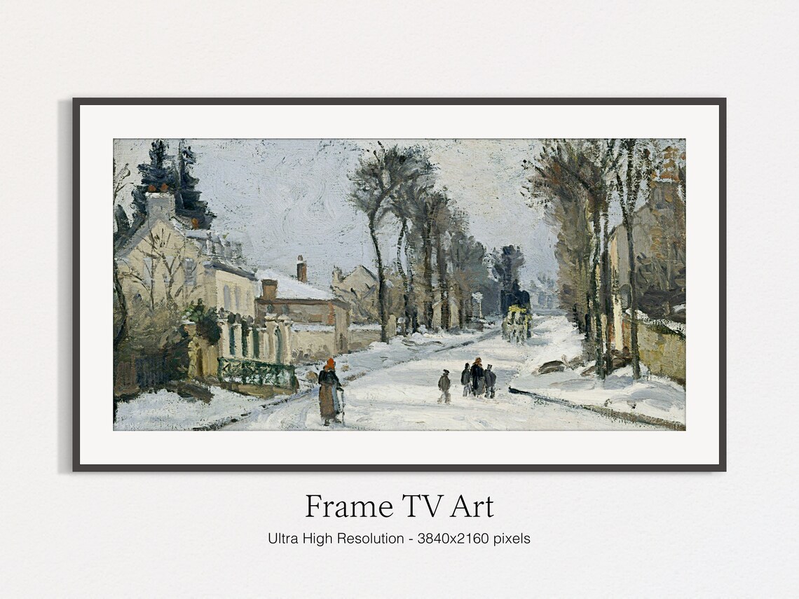 Winter Village Oil Landscape Christmas Art Print - Image 4