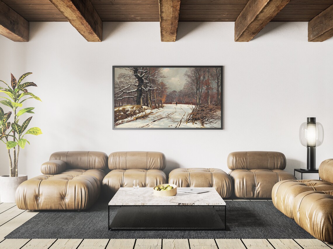 Vintage Winter Forest Landscape Art Print - Image 3