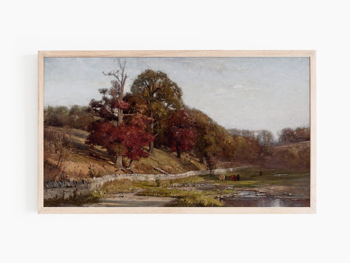 Frame Tv Art Autumn Oil Painting Moody Landscape Instant - Image 2