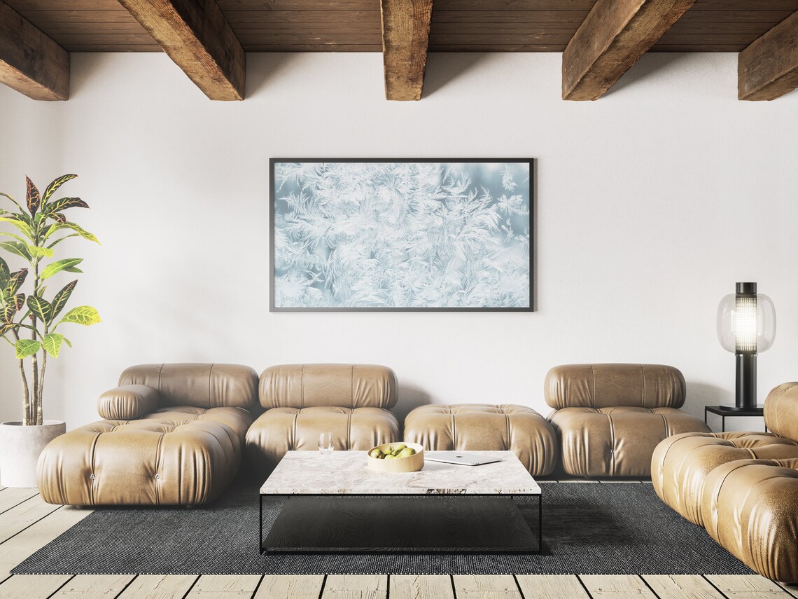 Christmas Winter Frame TV Art, Minimal Snowflakes - Image 3