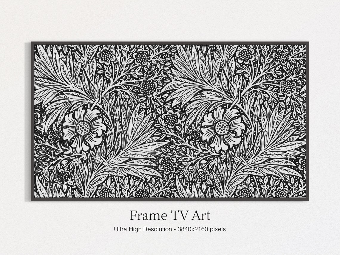 Black And White Botanical Pattern Arts And Crafts Floral Print