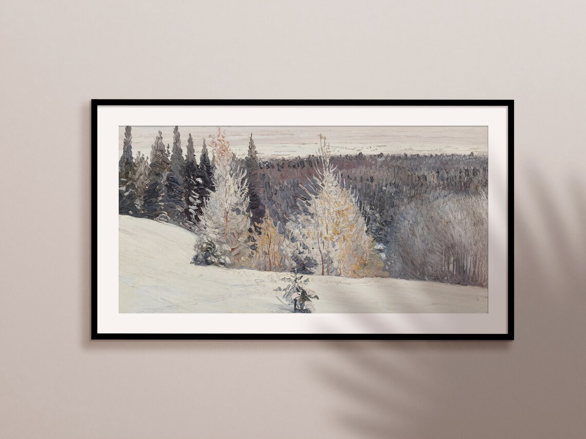 Christmas Winter Oil Landscape Vintage Art Print - Image 2